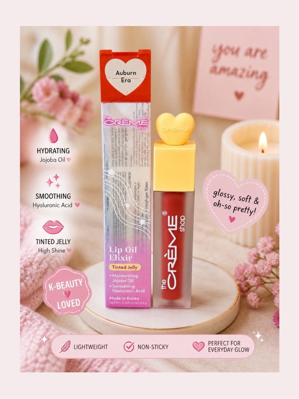 Creme Shop Lip Oil Elixir - Auburn Era #6 (Red)